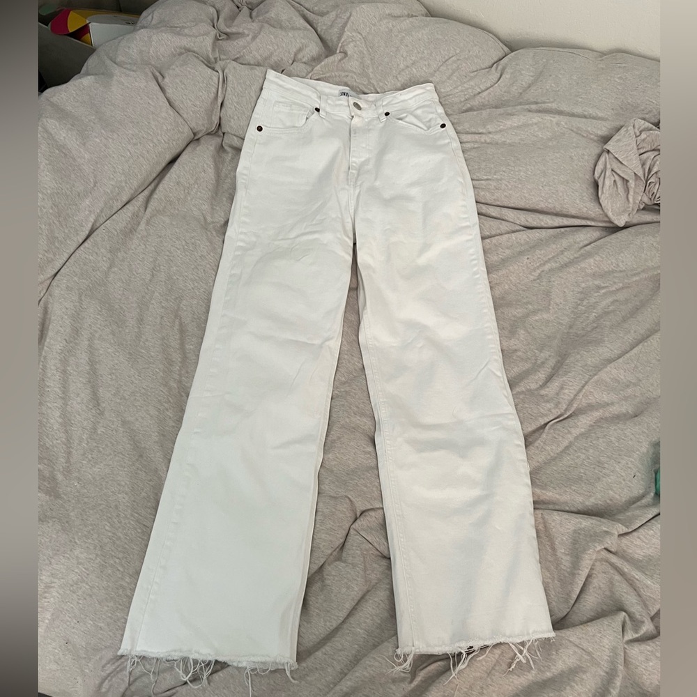 Viral Zara White Wide Leg Jeans